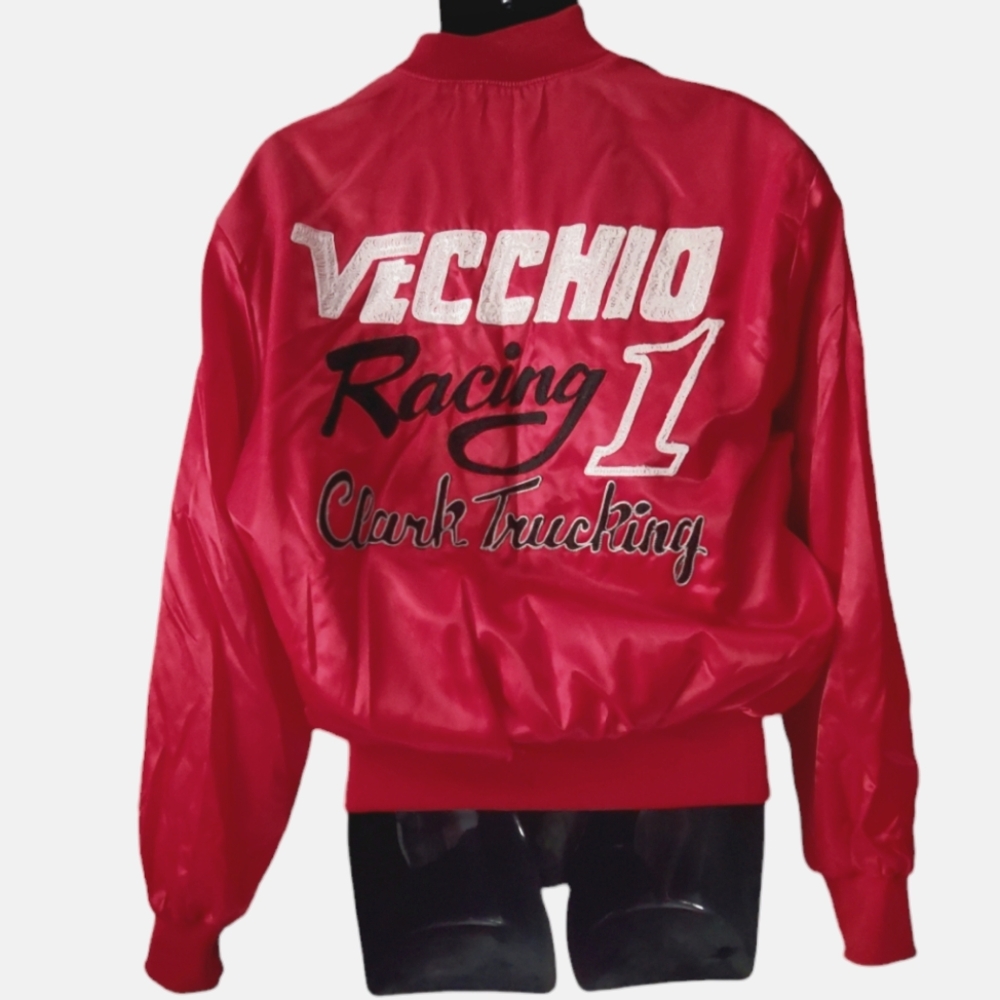 RARE Vintage Racing red satin jacket men's  Large